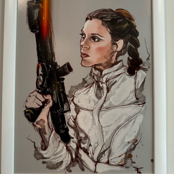 Star Wars Princess Leia Print Framed White 12”x16” - Picture 2 of 4